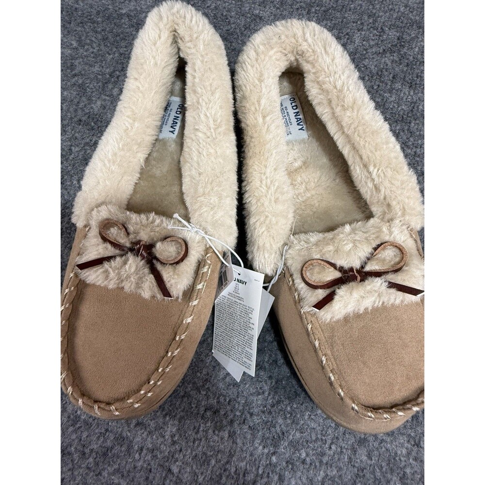 Old Navy Women’s Faux Suede Fur Moccasin Slippers – Brown – Size 9 – New